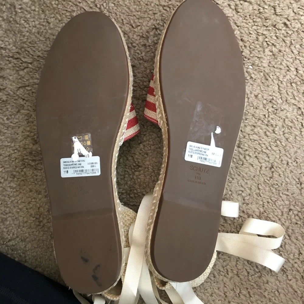 SCHUTZ Red and Tan Striped Sandals - Picture 2 of 4